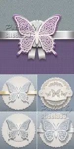 Vintage Cards with Butterflies Vector
