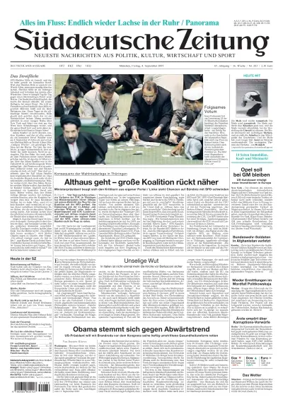 Sueddeutsche Zeitung vom 04.09.2009