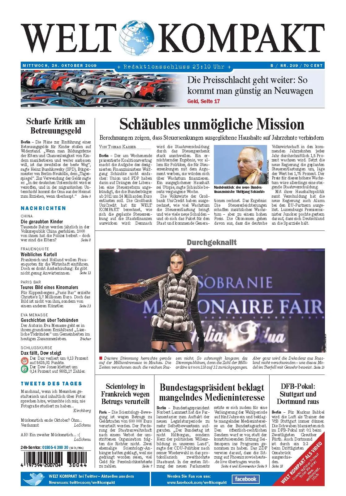 Die Welt kompakt vom 28. Oktober 2009