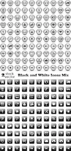 Vectors - Black and White Icons Mix