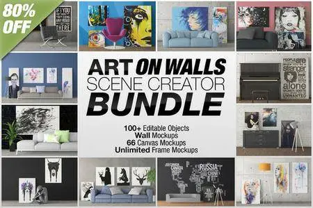 CreativeMarket - Art On Walls Scene Creator Bundle