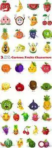 Vectors - Cartoon Fruits Characters