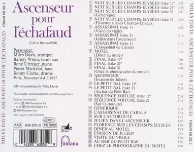 Miles Davis - Ascenseur Pour L'echafaud. Complete Recordings (1958) {1988 Fontana Remaster}