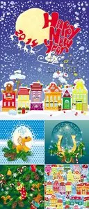 Cute New Year or Xmas Cards Vector