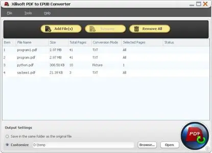 Xilisoft PDF to EPUB Converter 1.0.5 Build 20120522 + Portable