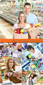 Shopping at the supermarket Stock Images