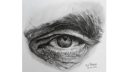 Draw Hyper Realistic Of Man Eye In Pencil Sketch