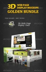 GraphicRiver 3D Web Page Display Mockups Golden Bundle