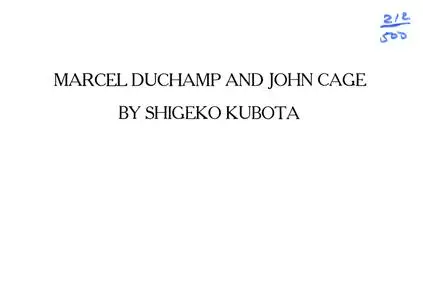 John Cage & Marcel Duchamp - Reunion (1968) {LP Takeyoshi Miyazawa} (Released on VINYL but not CD)