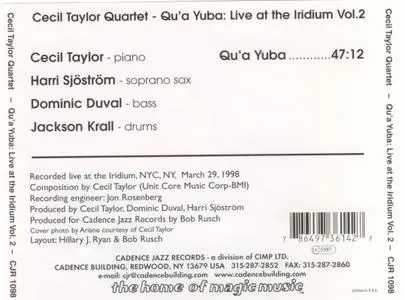 Cecil Taylor Quartet - Qu'a Yuba: Live at the Iridium Vol. 2 (1998)