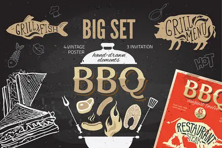 CreativeMarket - Big barbeque set