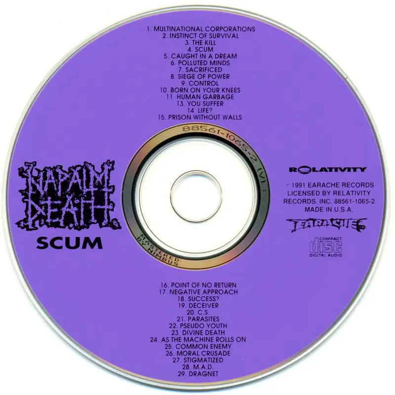 Napalm Death - Scum (1987) [Earache/Relativity 88561-1065-2, US] / AvaxHome