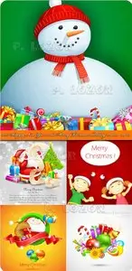 2013 Happy New Year and Merry Christmas holiday vector backgrounds set 12
