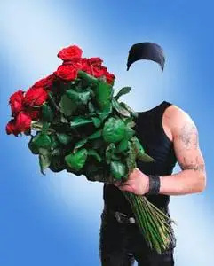 Template Man with roses for Photoshop