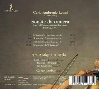Gunar Letzbor & Ars Antiqua Austria - Lonati: Sonate da camera (2017)