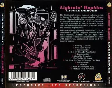 Lightnin' Hopkins - Live In Denver (2017) {Klondike Records KLCD5052 rec 1974}