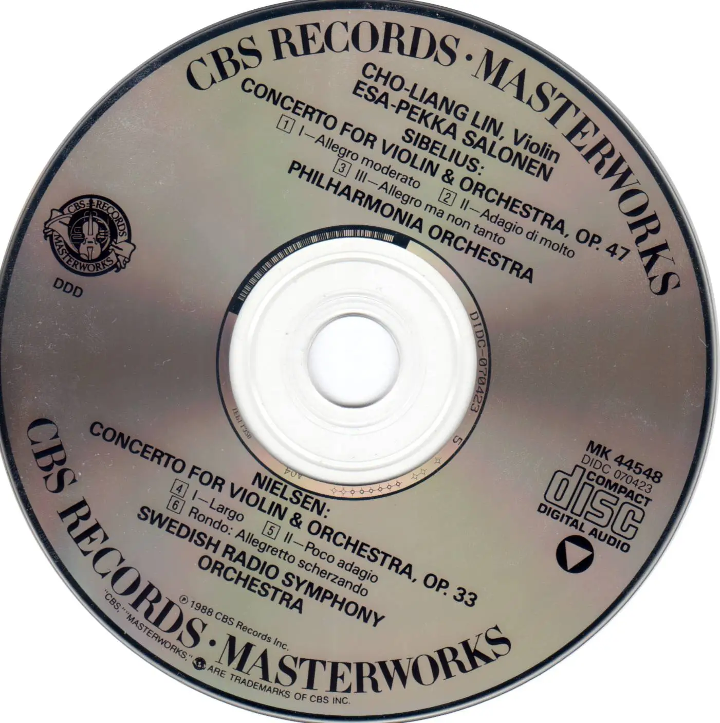 CHO LIANG LIN ESA PEKKA SALONEN VIOLIN CONCERTOS CBS MASTERWORKS CD *QUICK  SHIP*
