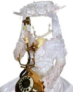 Gown of the bride with telephone - for Photoshop
