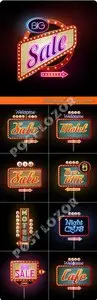 Advertising neon sign vector 2