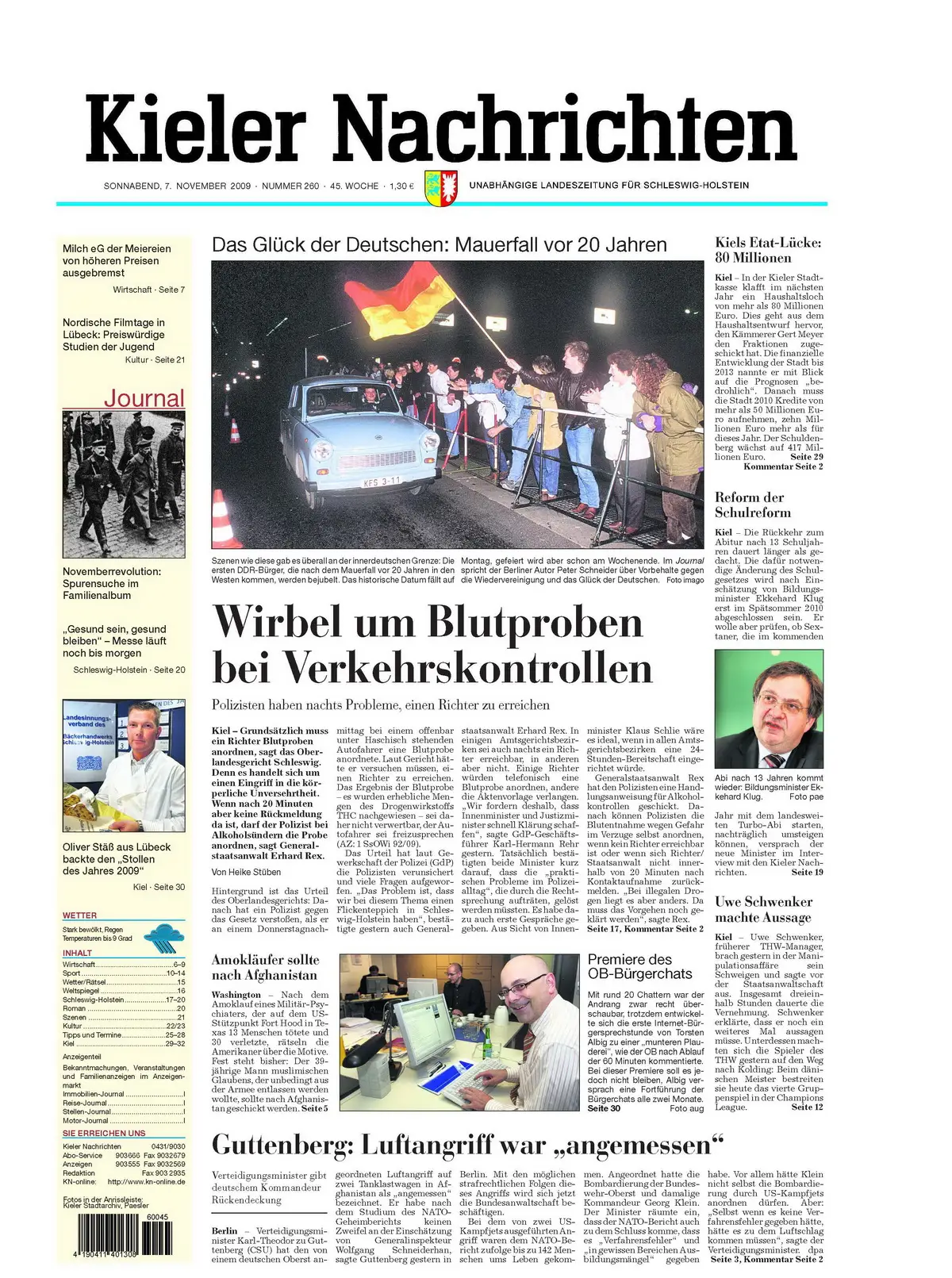 Kieler Nachrichten vom 7. November 2009