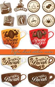 Coffee break stickers vector