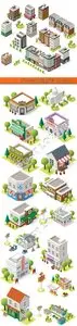 Isometric building flat concept vector 4