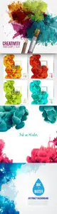 Creativity Ink in Water Backgrounds Collection in Vector