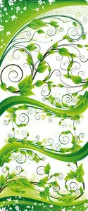 Stock Vector - Green Floral Wave
