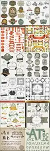 Vector - Vintage labels ribbons and alfabet