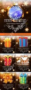 2015 Christmas and New Year postcard vector