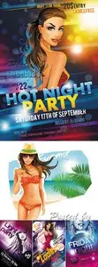 Disco Party Girls Flyers Vector