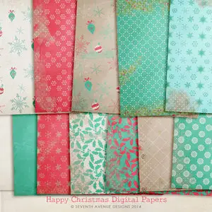 Digital Papers - Happy Christmas