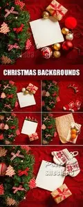 Stock Photo - Red Fabric Christmas Backgrounds