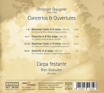 Rien Voskuilen, L'arpa festante - Christoph Graupner: Concertos & Ouvertures (2018)