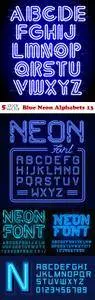 Vectors - Blue Neon Alphabets 13