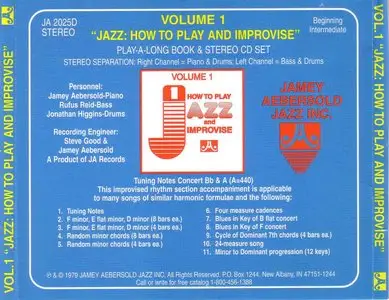 Jamey Aebersold - Volume 1, How To Play Jazz And Improvise (1979)