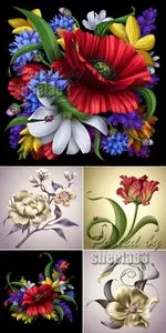 Stock Photo - Color Painted Flowers