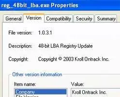 Kroll Ontrack 48bit LBA Registry Update
