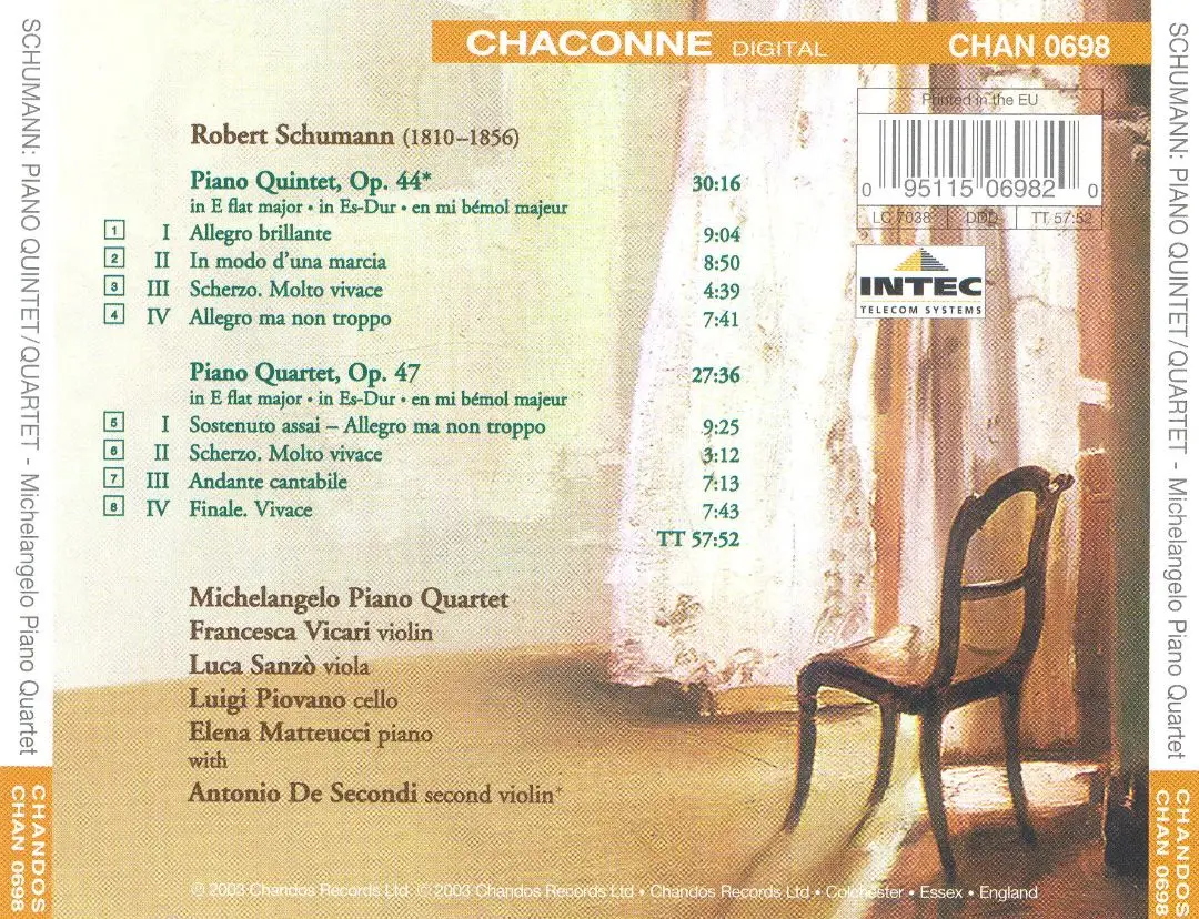 Michelangelo Piano Quartet, Antonio De Secondi - Schumann: Piano Quintet, Op.44, Piano Quartet, Op.47 (2003)