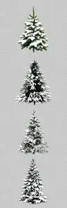 PSD beautiful Christmas tree in snow in 3d rendering isolated