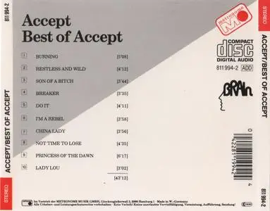 Accept - Best Of Accept (1983) [1986, Brain 811994-2]