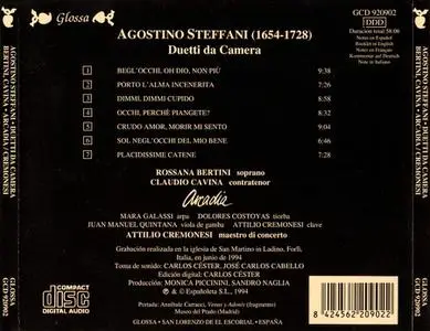 Rossana Bertini, Claudio Cavina, Attilio Cremonesi, Arcadia - Agostino Steffani: Duetti da Camera (1994)