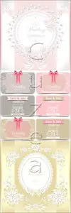 Vector Wedding Invitation Card with Ribbons