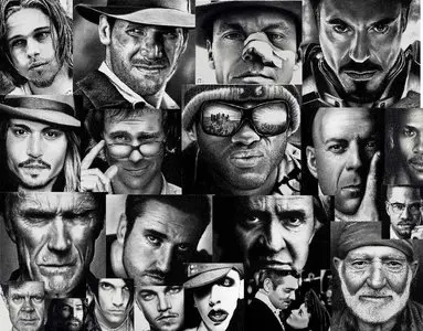Celebrities pencil drawings by Rick Fortson
