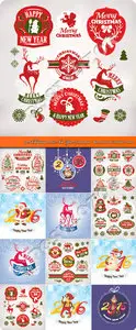 2016 Christmas and New Year decoration elements and labels vector