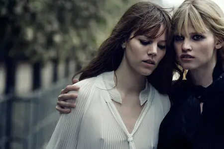 Lara Stone and Freja Beha Erichsen by Peter Lindbergh for W Magazine November 2015