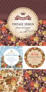 Vintage Backgrounds with Roses Vector 2