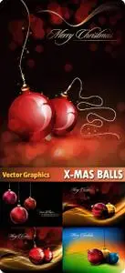 XMas Balls Cards Vector Graphics