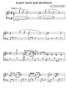 Rainy Days And Mondays - Carpenters, Paul Williams (Piano Solo)