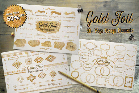 CreativeMarket - Gold Foil Mega Vector DesignElement